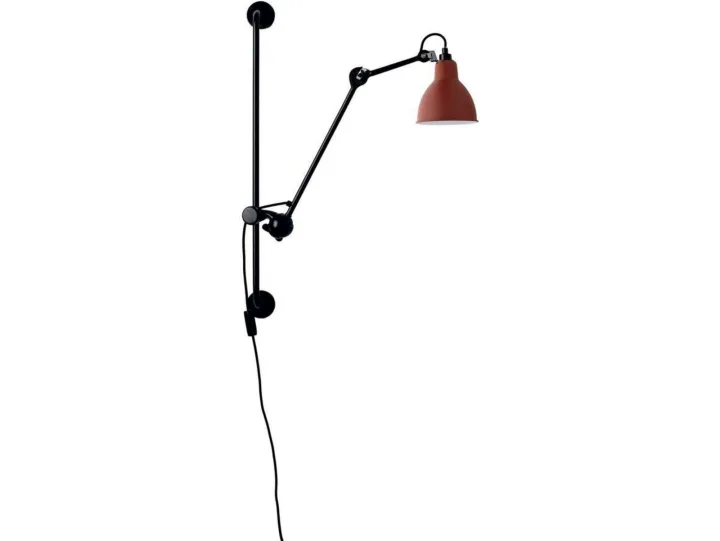 210 Vägglampa Svart/Röd - Lampe Gras 201 Round - Vardagsrum - Industristil - Metall - Med en ljuskälla