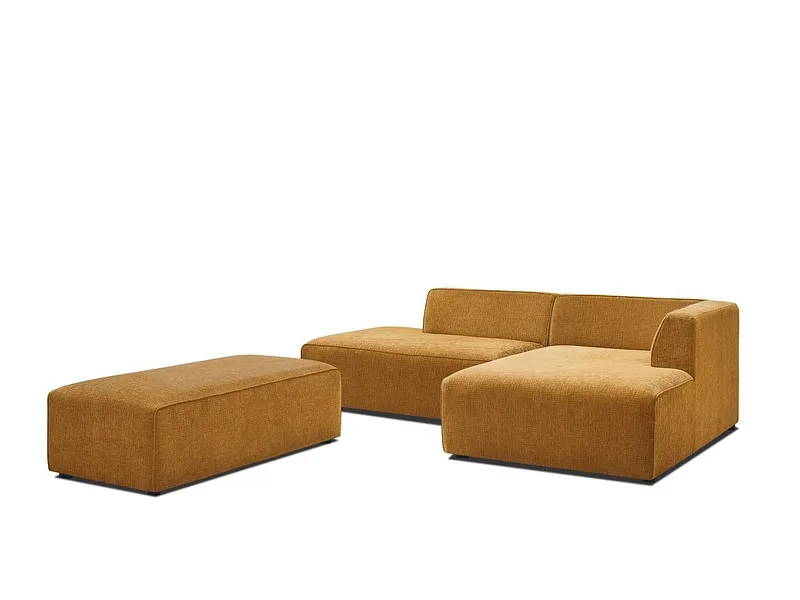 Sofa mit Hocker BOBOCHIC MEGEVE Stoff mit Textur gelb
