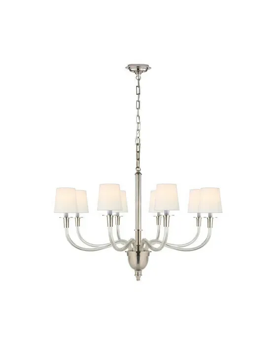 Vivian One-Tier Chandelier Polished Nickel/Linen Large