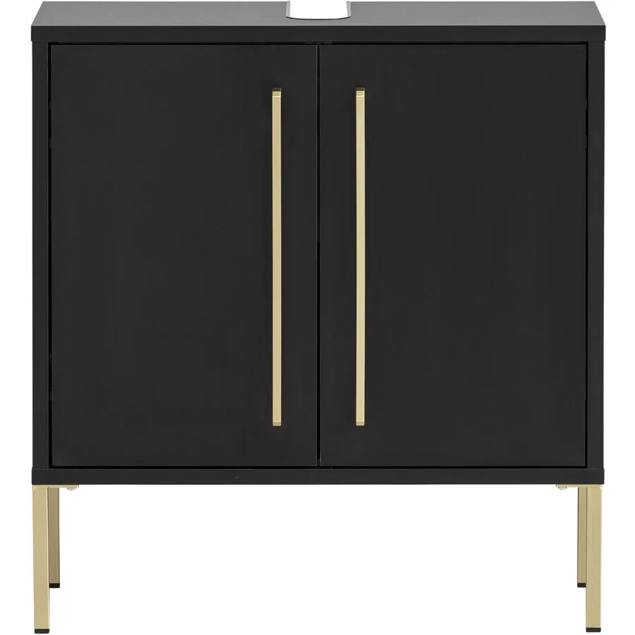 Waschbeckenunterschrank Etta schwarz Spanplatte B 57 T 30 H 61 cm