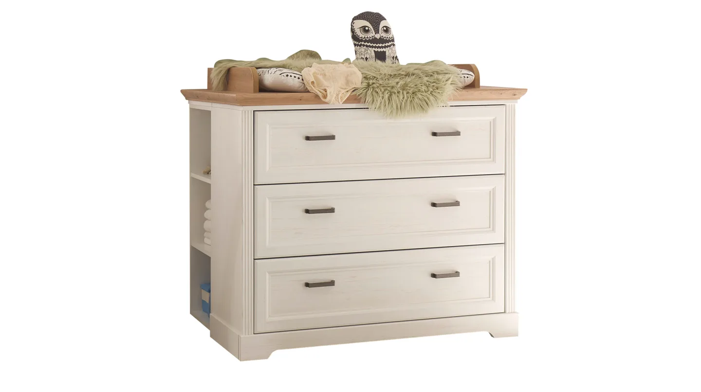 Kommode Wickelkommode Pinie weiß - Artisan Eiche 114 cm - JASMIN