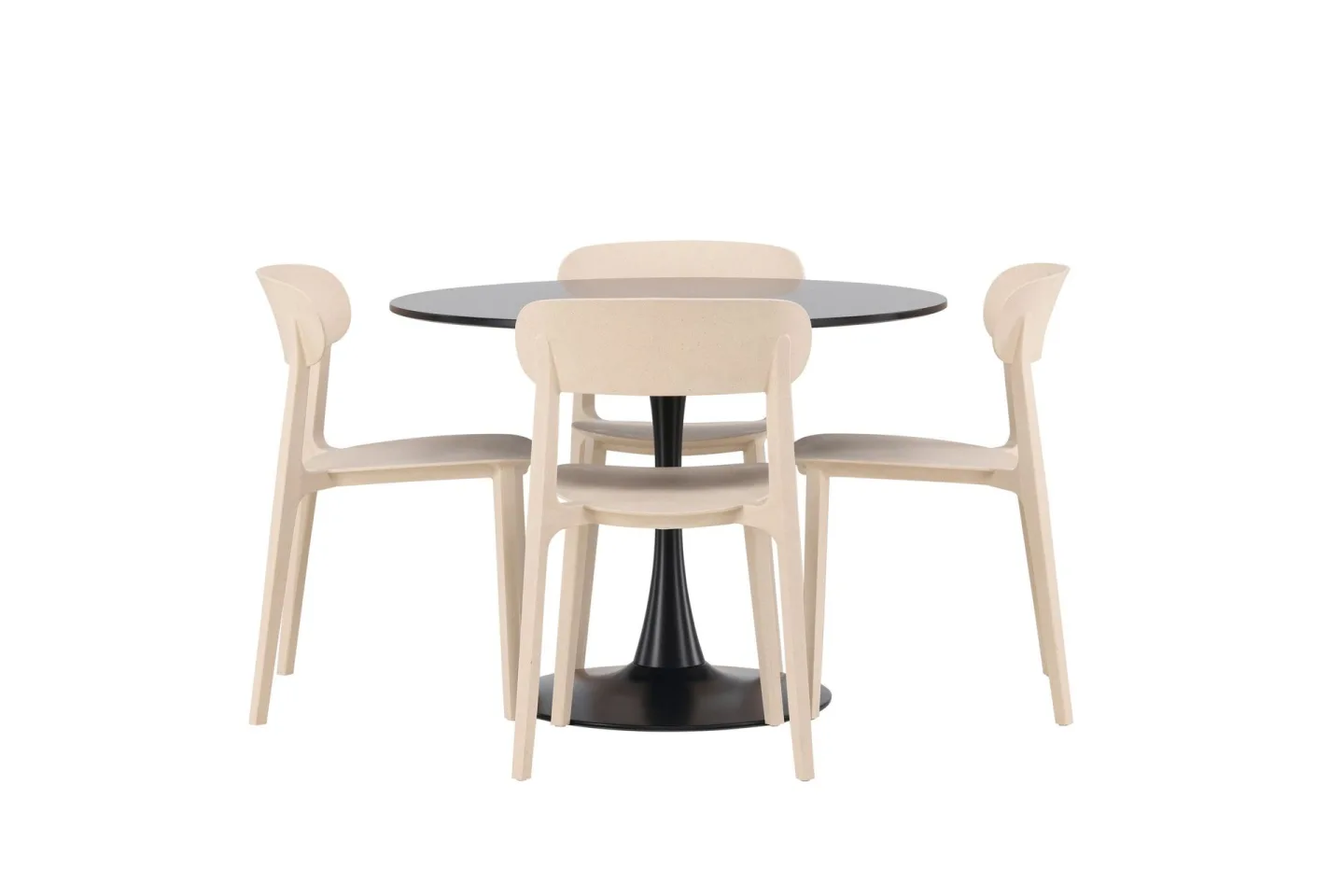 Glade Matgrupp 100 cm Rund med 4 Åstol stolar - Beige