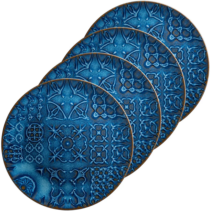 MÄSER Pastateller-Set 4-tlg. Trad. Tiles Blau Steinzeug 33 cm