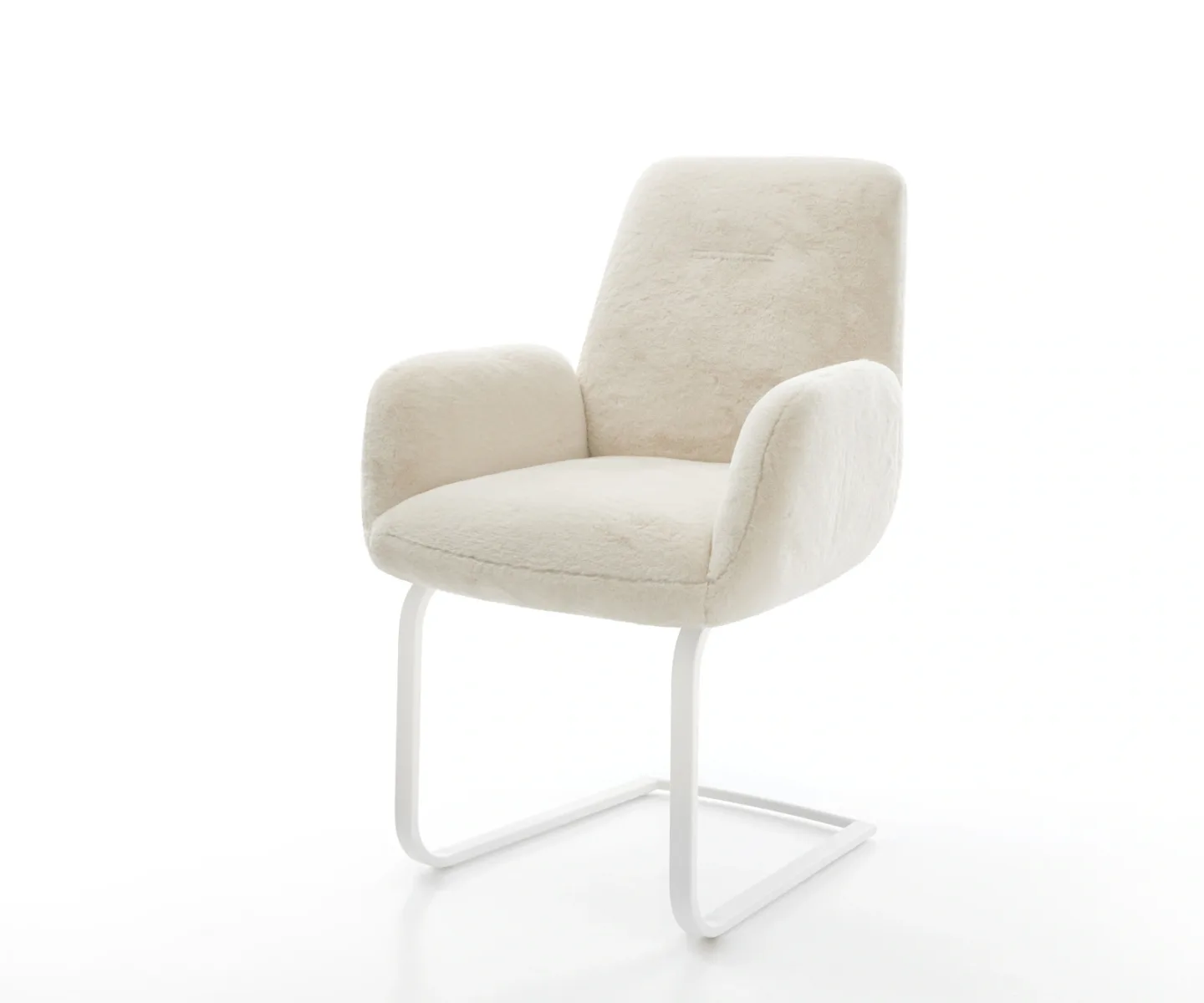 Freischwinger Zoa-Flex Plüsch Creme-Weiß Freischwinger flach Weiß Taschenfederkern
