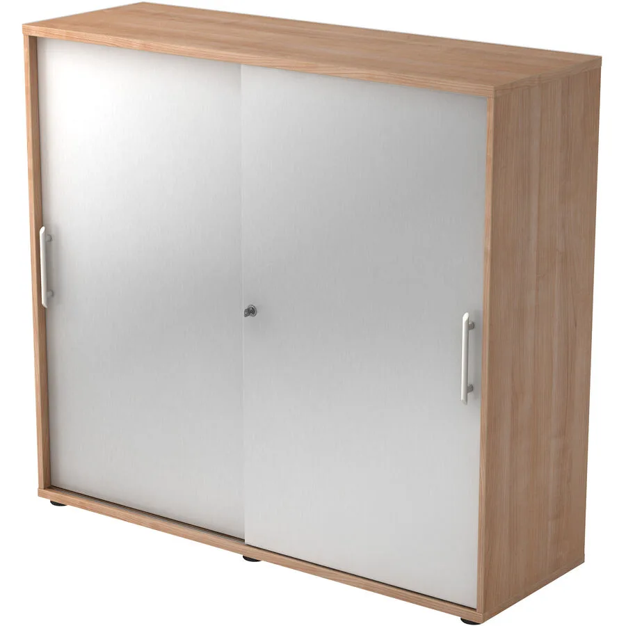 Aktenschrank Office Nussbaum Dekor, Silber Holzwerkstoff B 120 H 110 cm