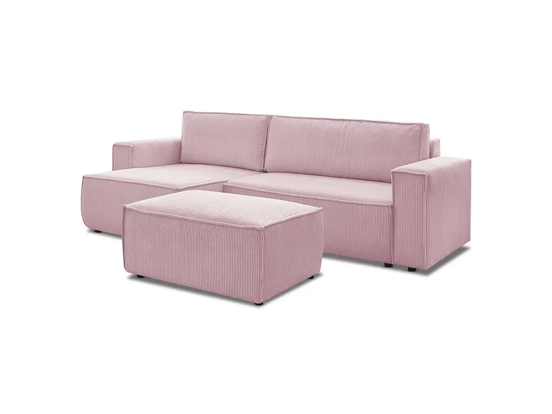 Ecksofa mit Hocker BOBOCHIC NIHAD Cord-Stoff violett