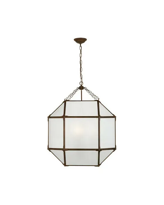 Morris Lantern Antique Zinc/Frosted Glass Large
