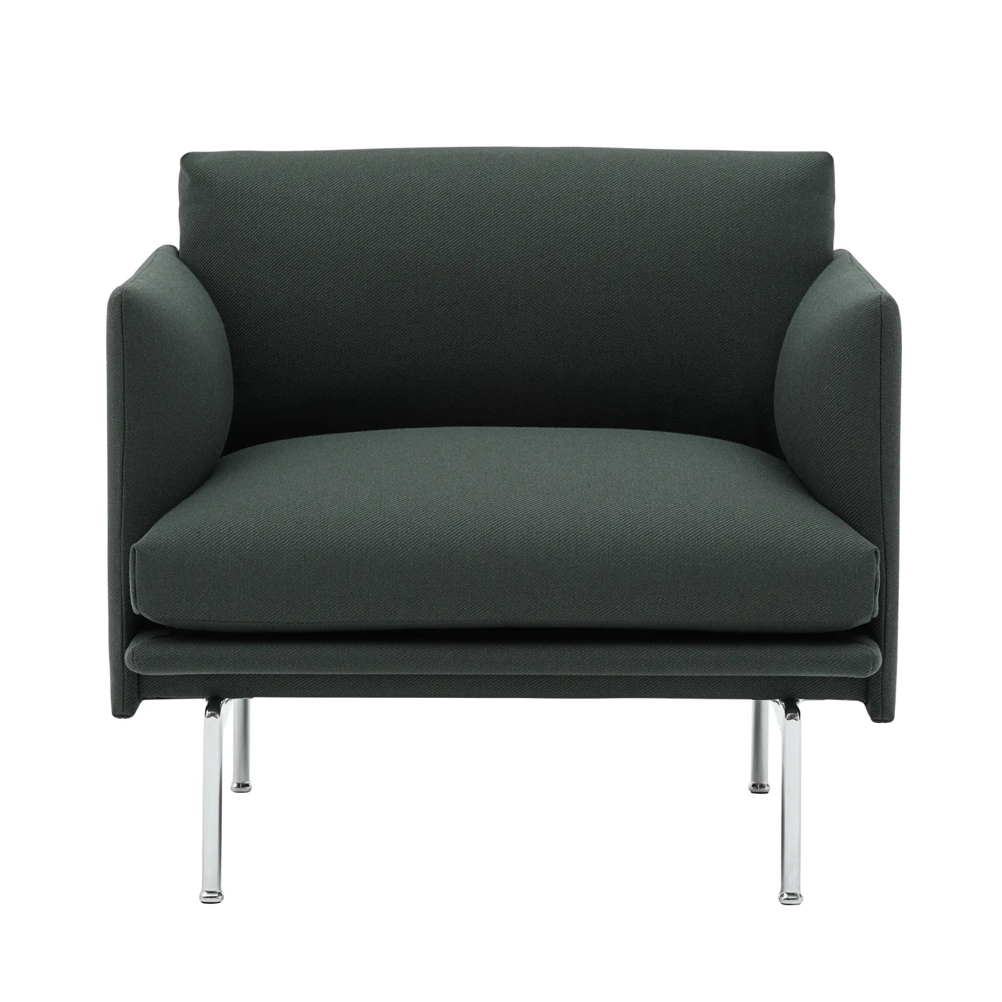 Muuto - Outline Studio Chair / Polished Aluminium Base Twill Weave 990 - Fåtöljer - Anderssen & Voll - Metall/Trä/Textilmaterial/Skum