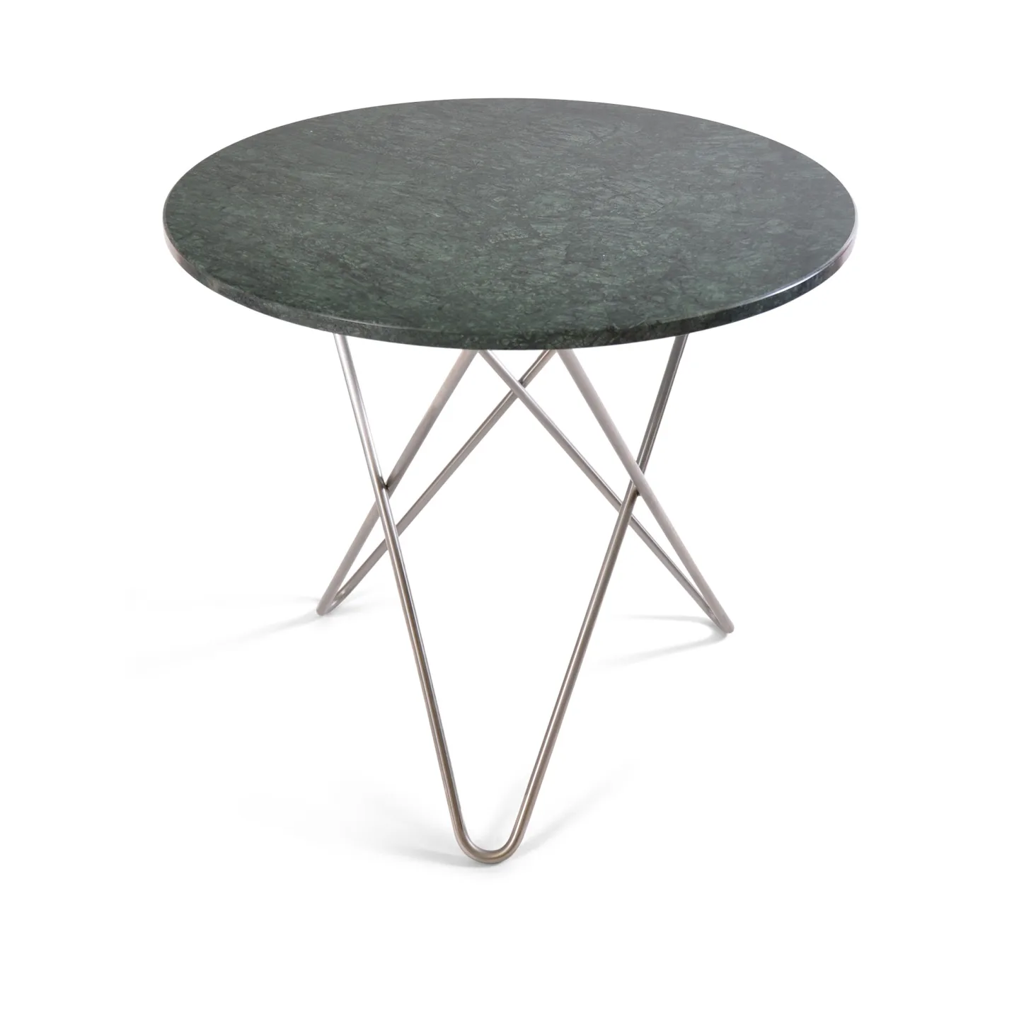 OX Denmarq - O Dining Table Ø80, Stainless Steel Frame, Top: Green Marble - Matbord - Dennis Marquart - Grön - Metall/Sten