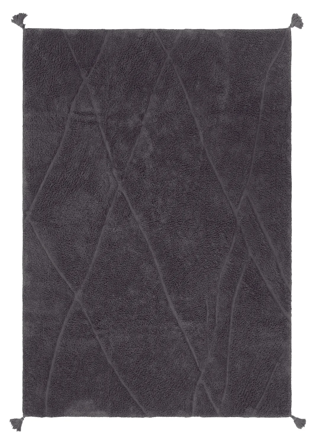 Ryetepper - Andrea Natural Cotton Shaggy (svart) (Størrelse: 240 x 340 cm)