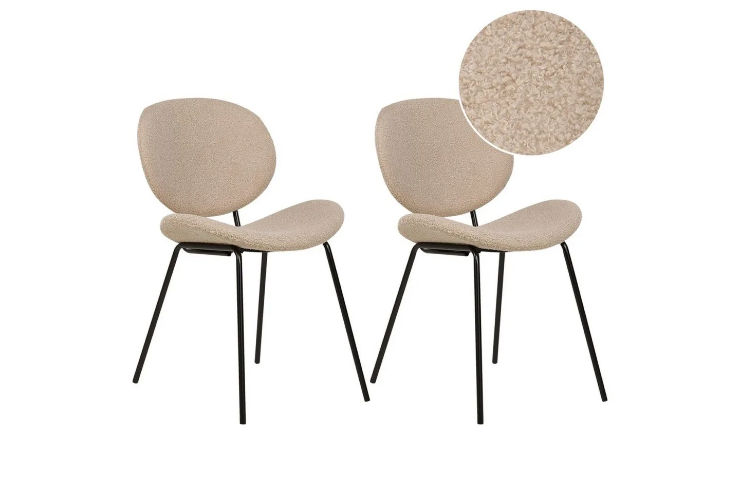 Matsalsstol Luana set om 2 Beige-Svart - Beige-Svart