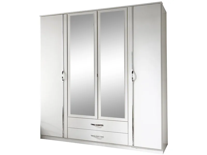 Drehtürenschrank PEMBERTON weiss 4 Türen 2 Schubladen