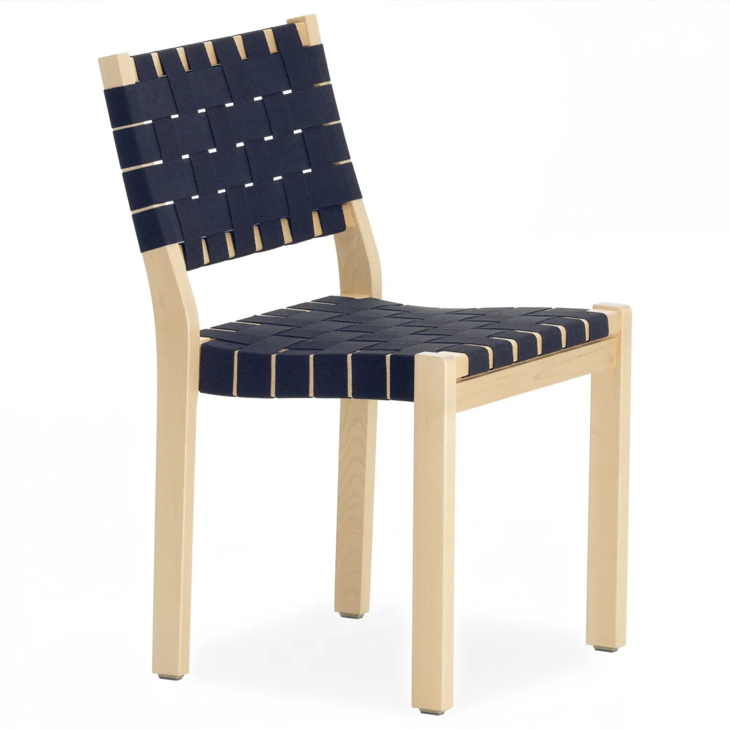 Artek - Chair 611 Björk/Black Blue - Matstolar - Alvar Aalto - Träfärgad - Naturmaterial/Trä