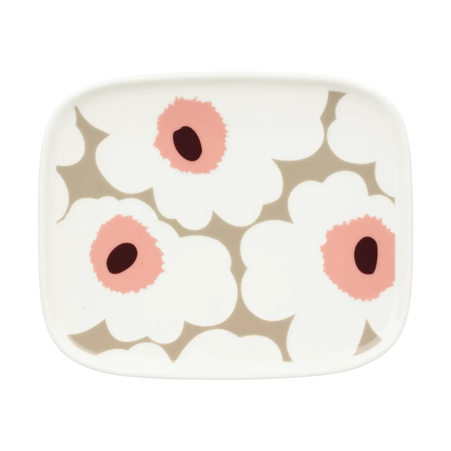 Marimekko Unikko Teller 12 x 15cm White-clay-powder-dark wine