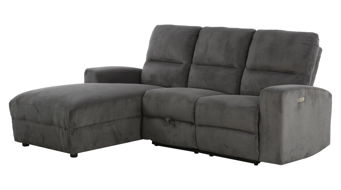 Ecksofa Cord grau 216 x 156 cm Relaxfunktion Federkern - PALINA