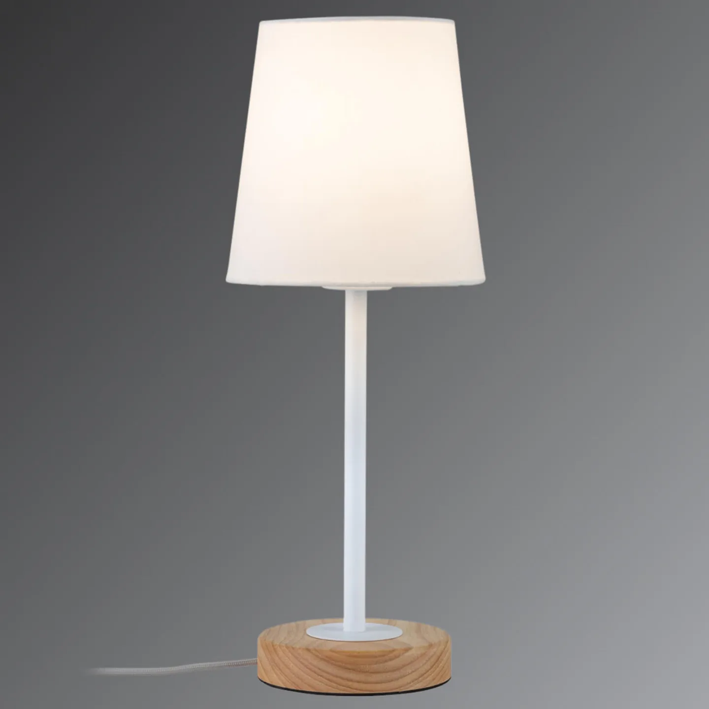 Stellan Tischleuchte Weiß/Holz - Paulmann - Wohnzimmer - Modern - Stoff / Textil - Mit Schirm