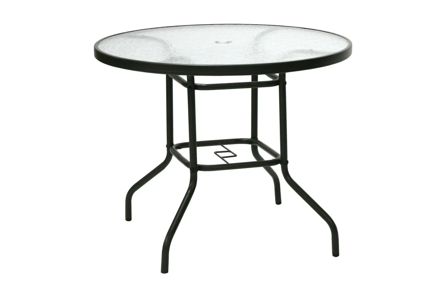 DUBLIN Runt Utebord Trädgårdsbord 90 cm Glas - Svart