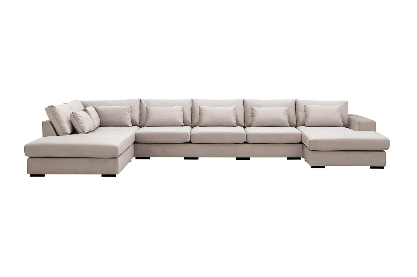Grande 6-sits U-Soffa med Divan Höger - Beige Sammet