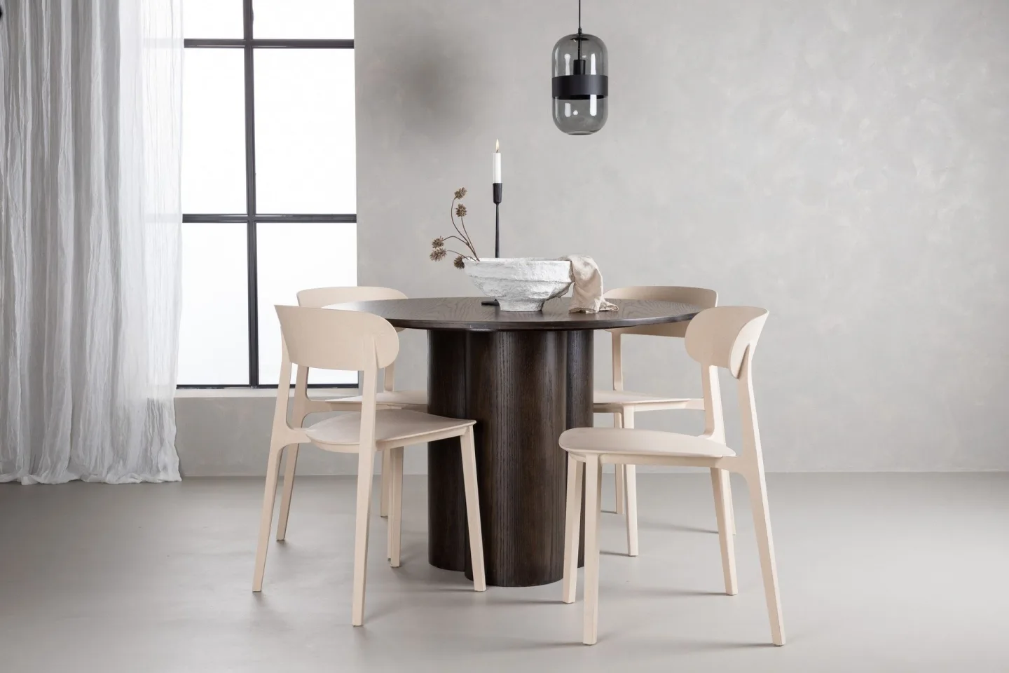 Olivia Matgrupp 110 cm Rund med 4 Åstol stolar - Beige