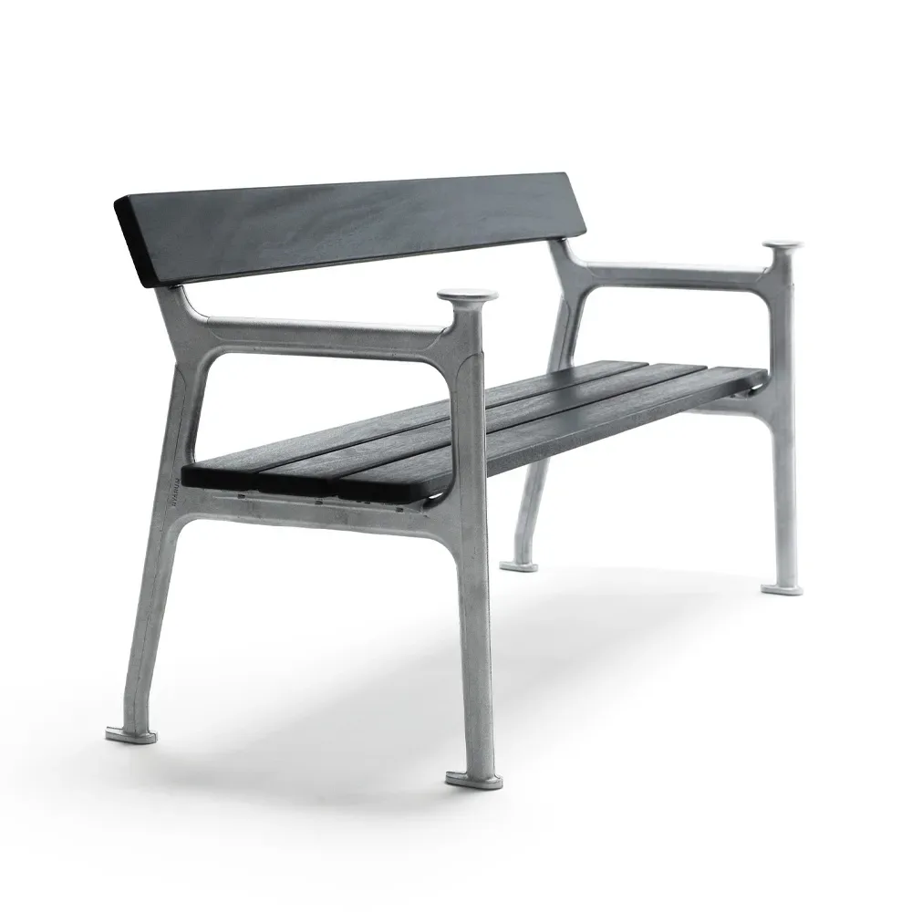 Byarums bruk Vilamoura Sofa Mahagoni schwarz lasiert, Rohaluminiumgestell