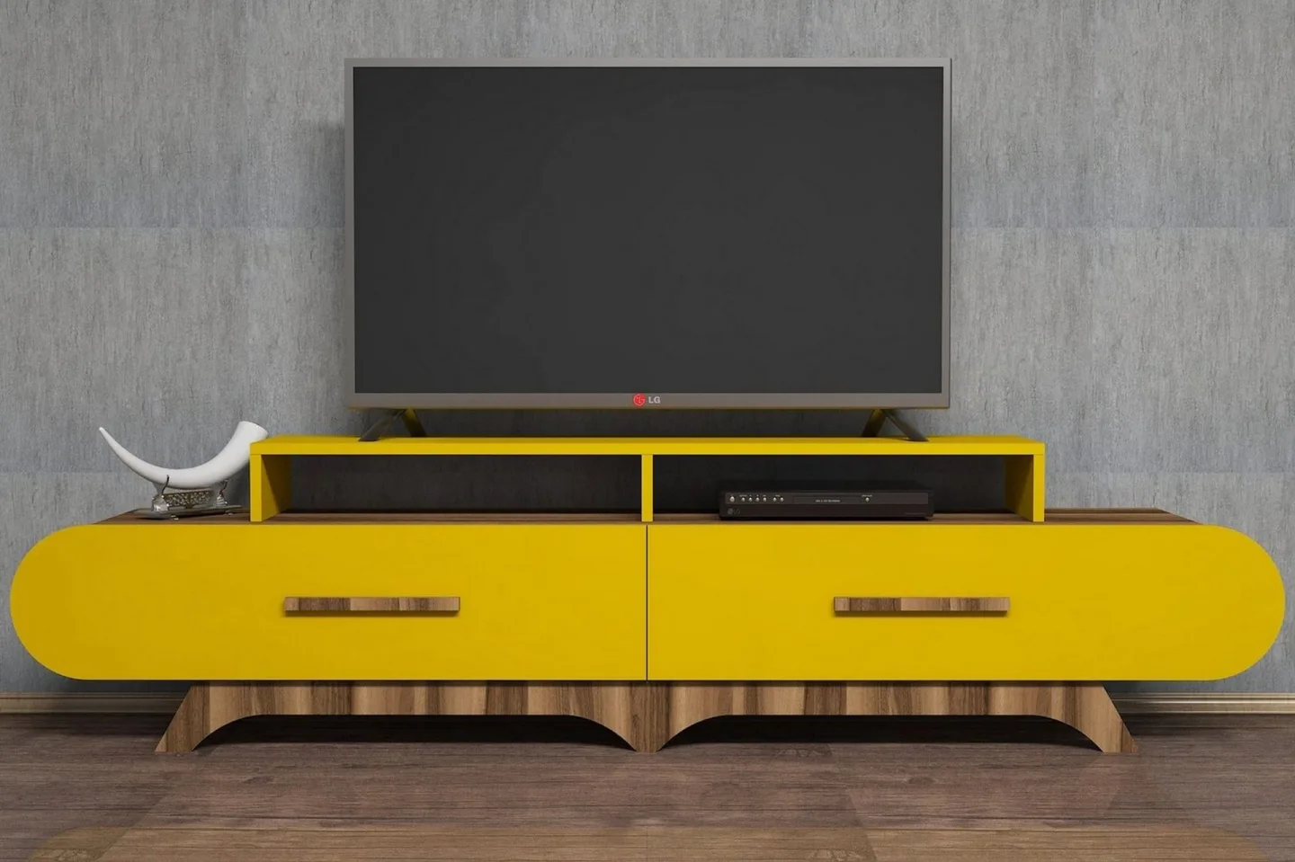 Hovdane TV-Bänk 205 cm - Brun/Gul