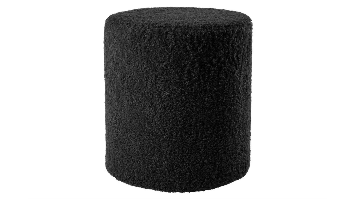 House Puff 40 cm Rund Teddy - Svart