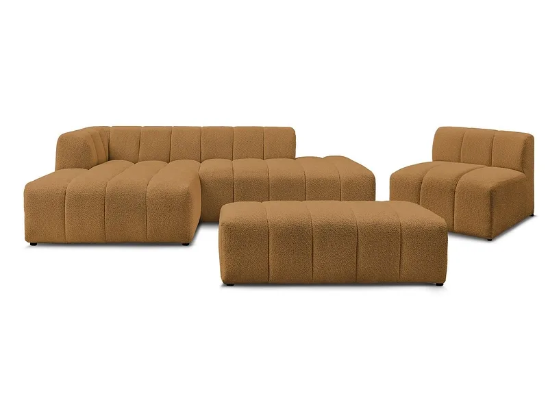BOBOCHIC Ecksofa mit Hocker ANNECY Boucle-Stoff gelb