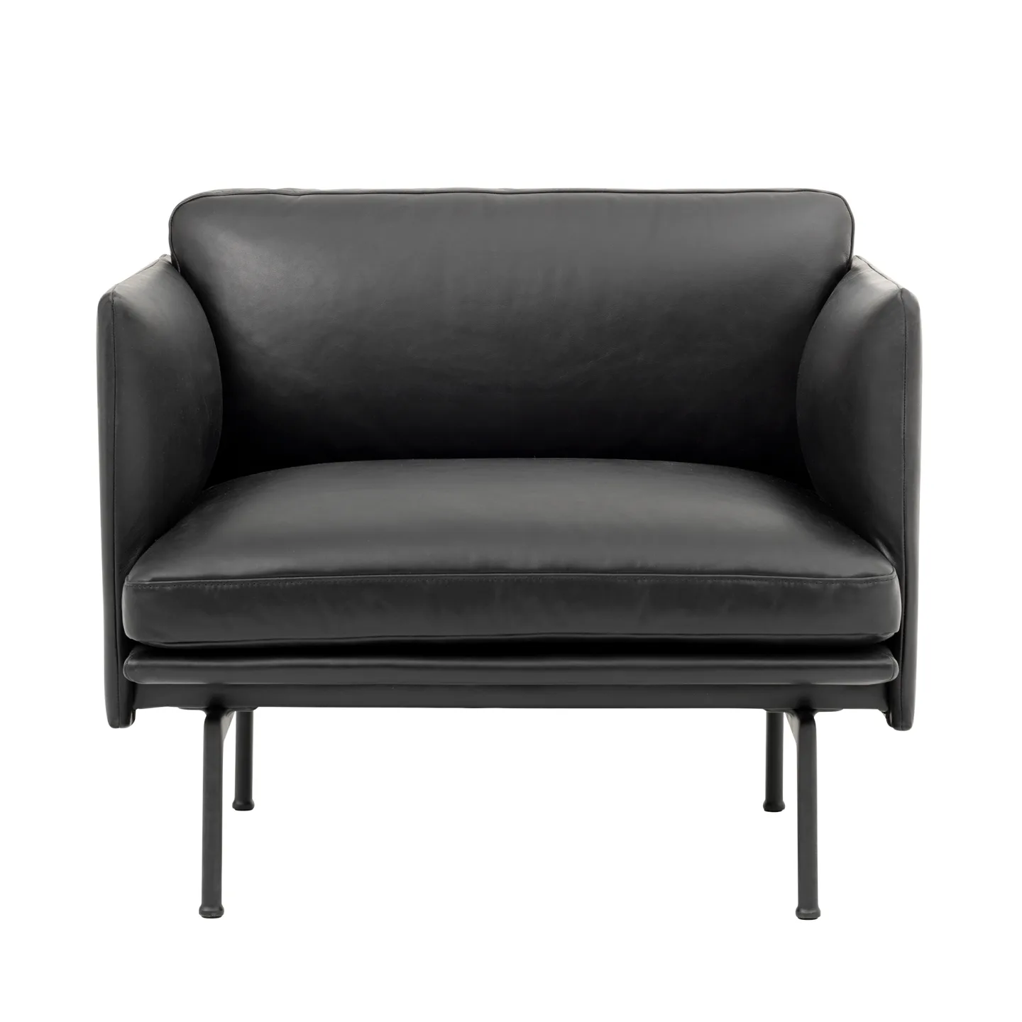 Muuto - Outline Studio Chair / Black Base Refine Leather Black - Fåtöljer - Anderssen & Voll - Metall/Trä/Textilmaterial/Skum