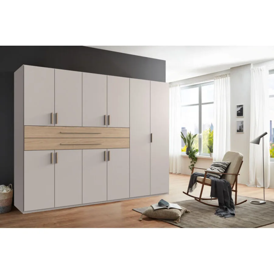 Kleiderschrank Stride Kaschmir, Abs. Dorena-Eiche-Nachbildung - Griffe Dorena-oak-NB Mischholz B 270 cm