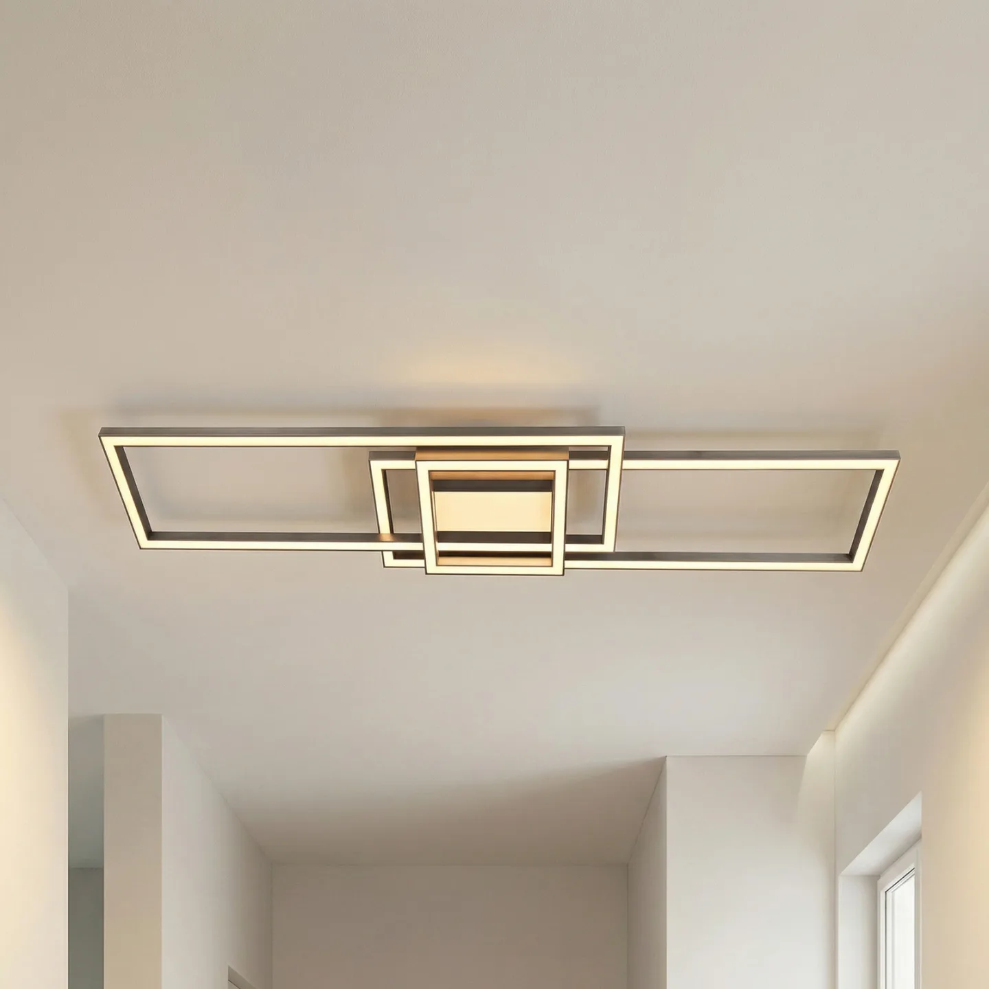Mairin LED-Deckenleuchte CCT Dimmbar Fernbedienung - Lindby - Wohnzimmer - Modern - Aluminium - Eckig