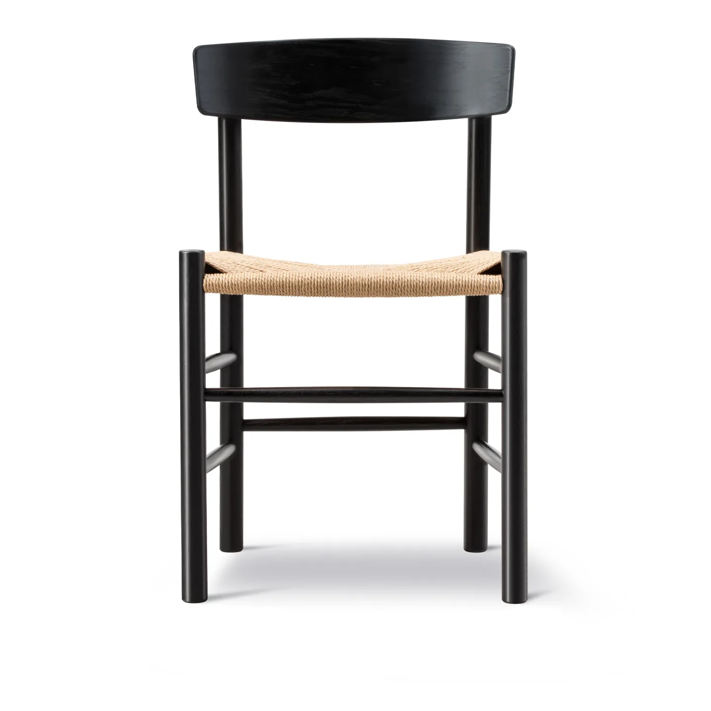Fredericia Furniture - Mogensen J39 Chair, Svartlackerad Bok, Natur Sits - Matstolar - Børge Mogensen
