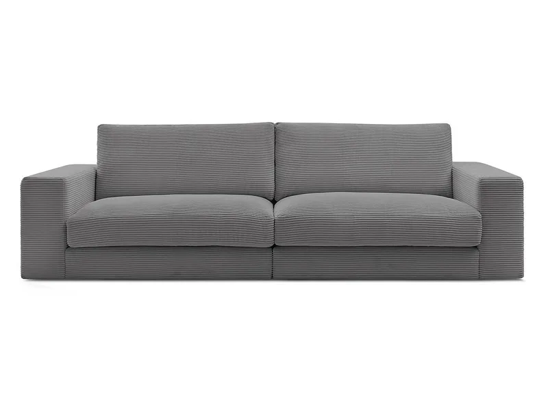 3er Sofa BOBOCHIC LEONARD Cord-Stoff dunkelgrau