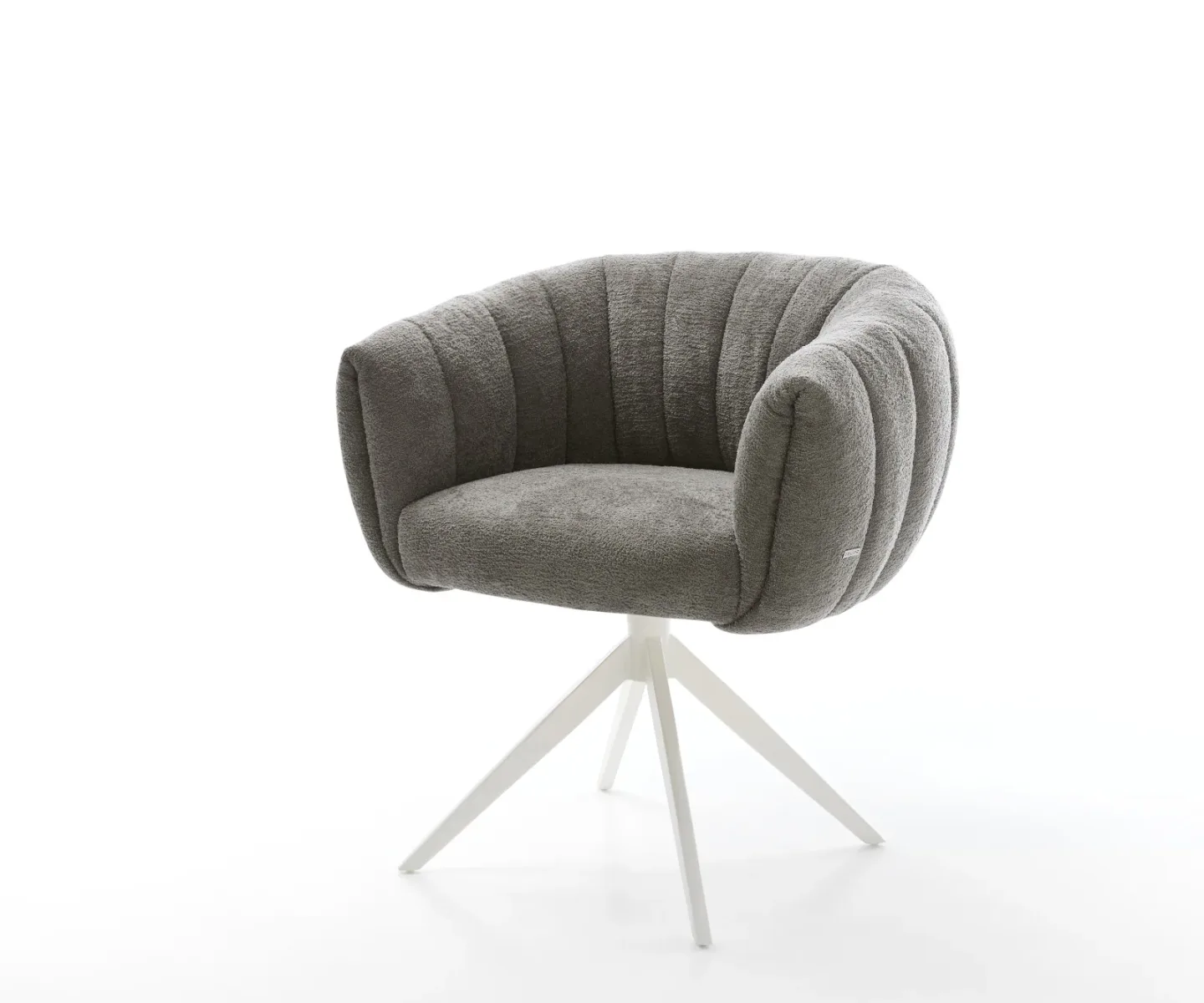 Drehstuhl Jada-Flex Bouclé Soft Schlamm Kreuzgestell breit Weiß 360° drehbar Wippfunktion Taschenfederkern
