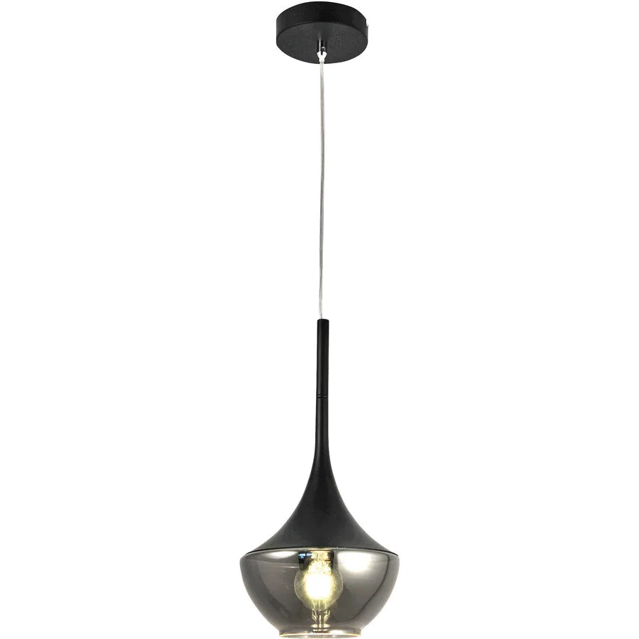 Pendellampe Lindita Schwarz Glas/Metall 40.3 cm Höhenverstellbar (manuell) - Material: Metall/Glas