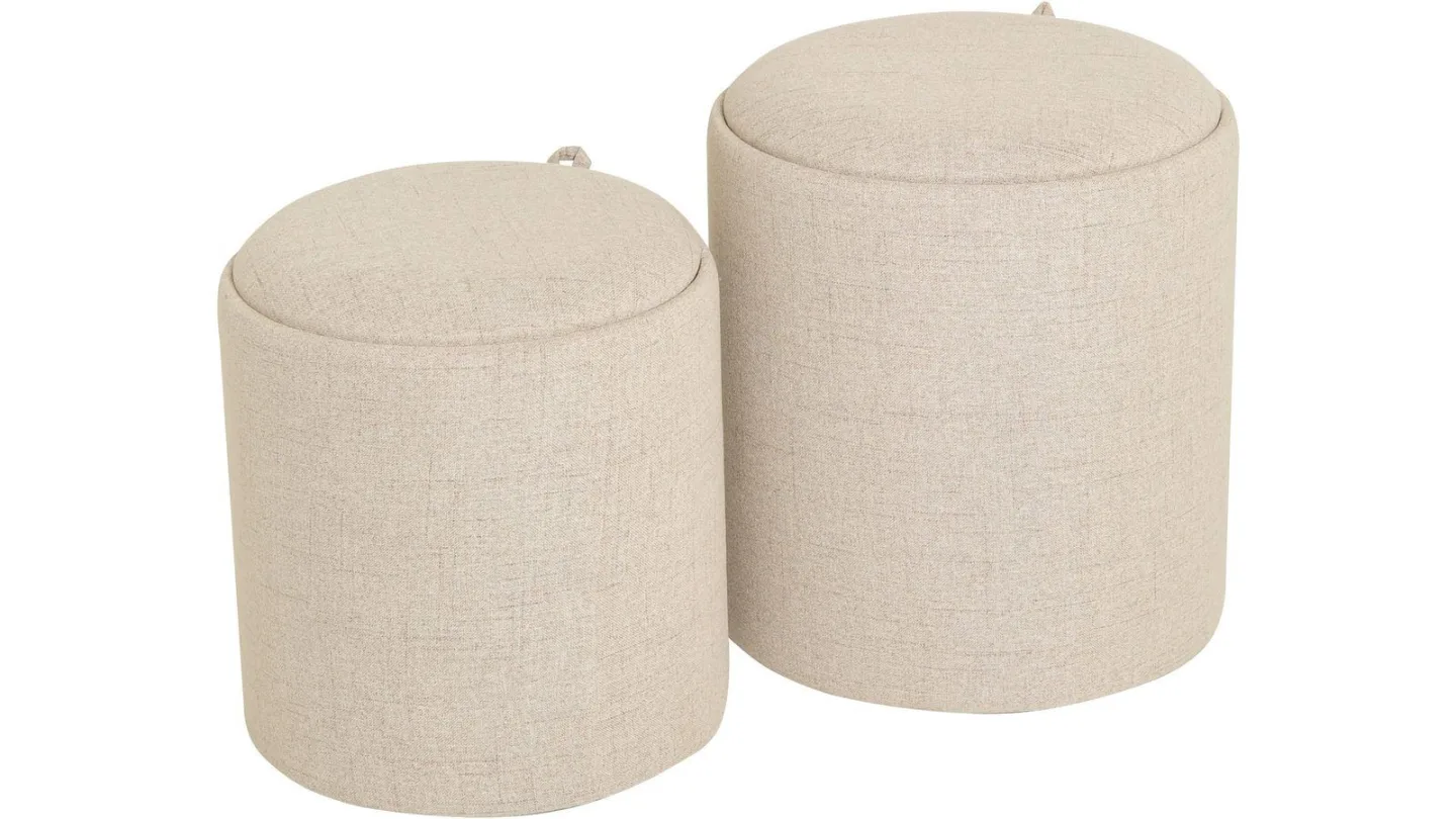 Velmira Puff 2 delar 39 cm Rund - Beige