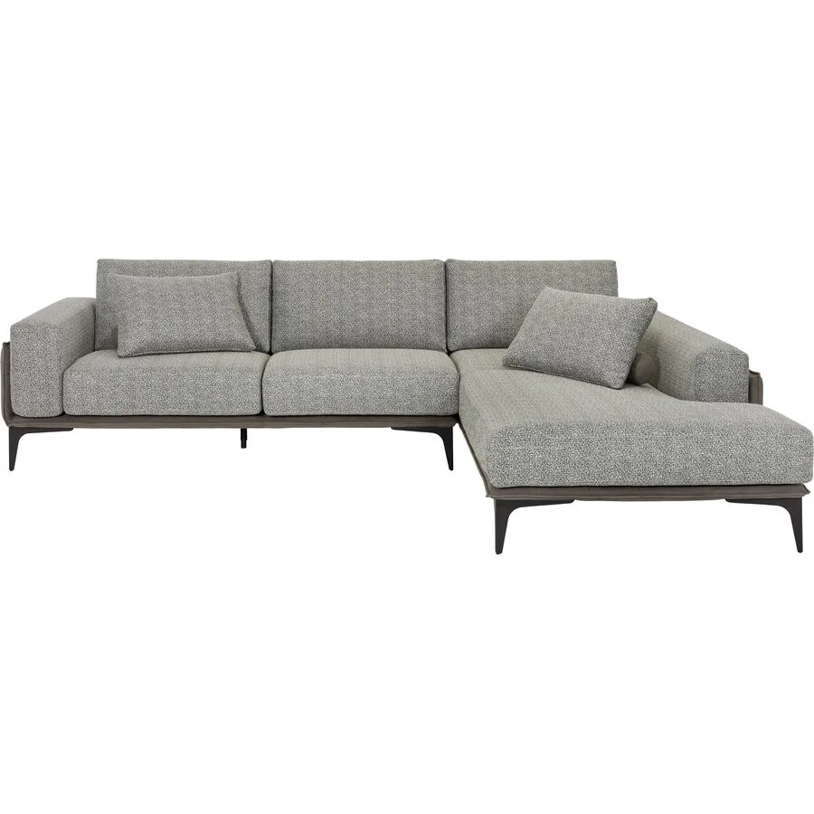 Massimo Divani Ecksofa Eliah Rechts Stoff grau-braun B 290 T 210 cm