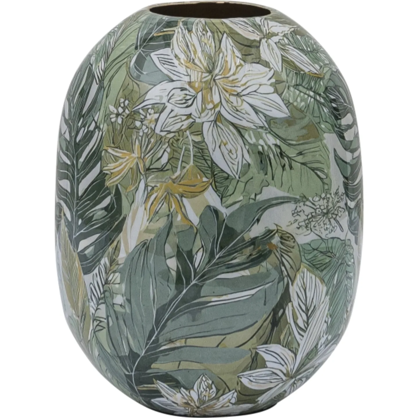 Gasper Vase Instyle, Blattdekor Metall Grün | Schubiger Möbel