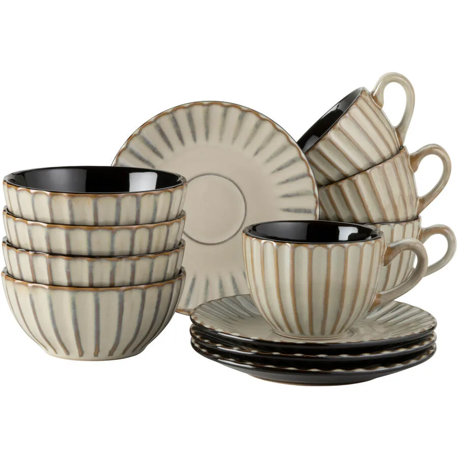 MÄSER Frühstücks-Set Confino braun/beige Steinzeug 12 Stk