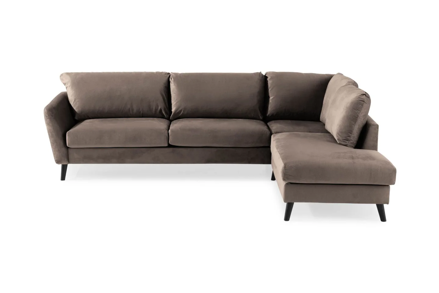 Trend 4-sits Högervänd L-formad Schäslongsoffa i Sammet - Brun