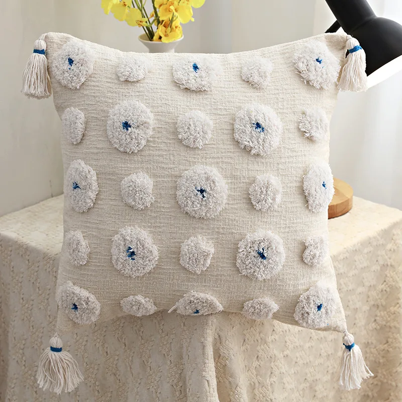Putetrekk - Boho Flower (blå) (Størrelse: 45 x 45 cm)