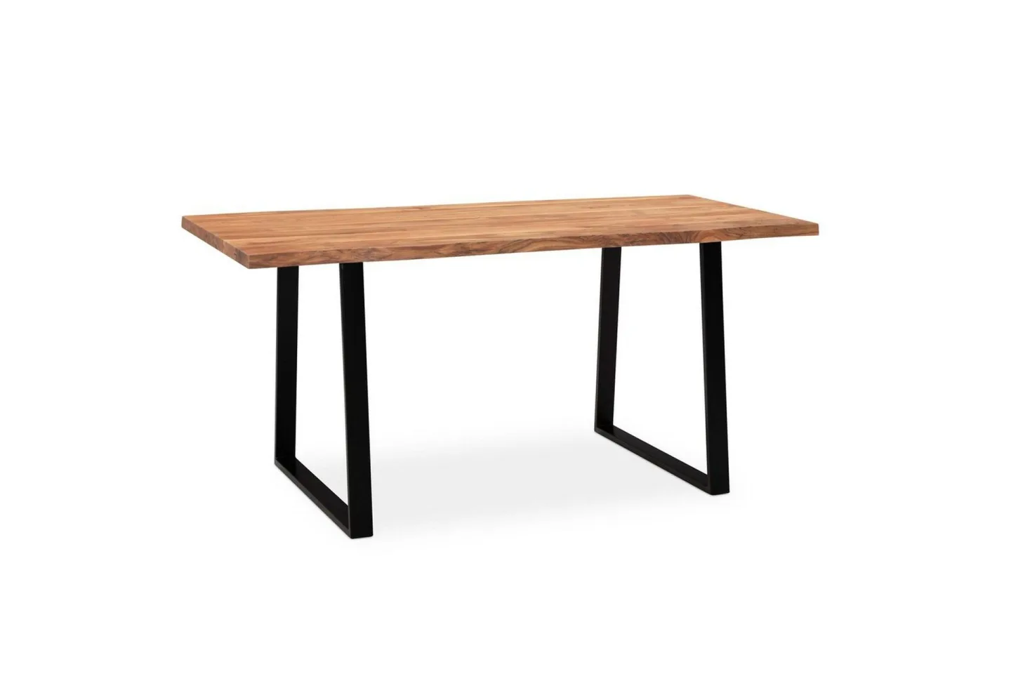 Matbord Wohnling Massivt trä med trädkanter, rektangulär, lantlig stil Svart, Rak, 180x90 cm - Svart, Rak, 180x90 cm