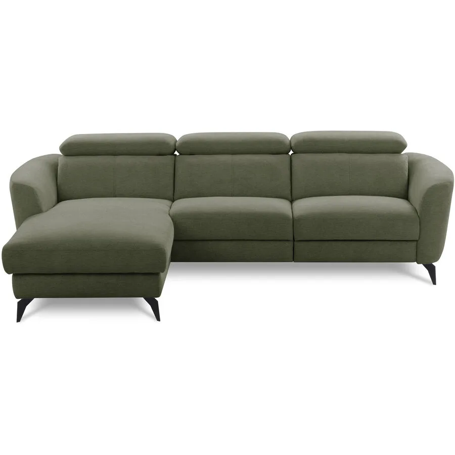 Ecksofa Simba Rechts Chenille Moosgrün B 261 T 183 cm