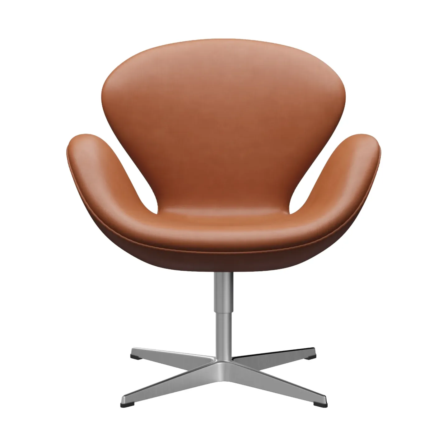 Fritz Hansen Svanen 3320 fåtölj Grace läder walnut-borstad aluminium