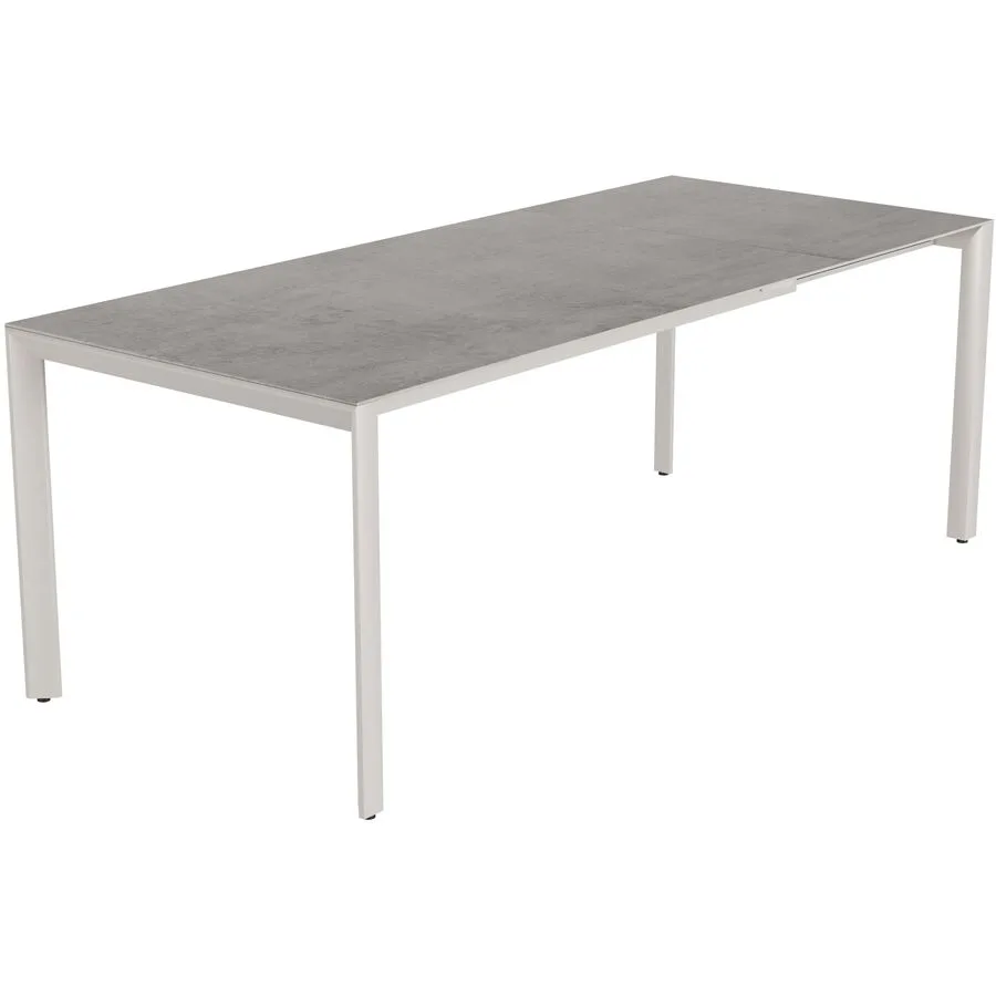 Gartentisch ausziehbar Tropea Greige matt / Kreta Mineralkeramik/Stahl pulverbeschichtet B 140 T 90 cm - Möbel Konfigurator: Traummöbel individuell