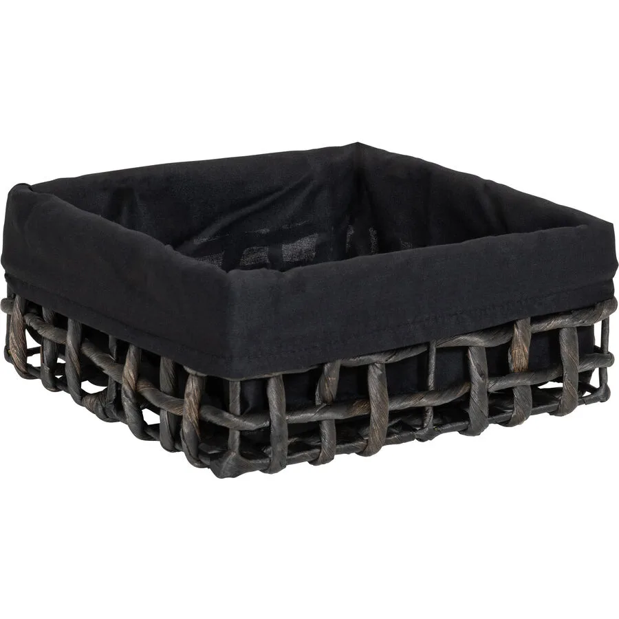 Korb Giulia H11xB26 schwarz - Material: Wasserhyazinthe/Leinen