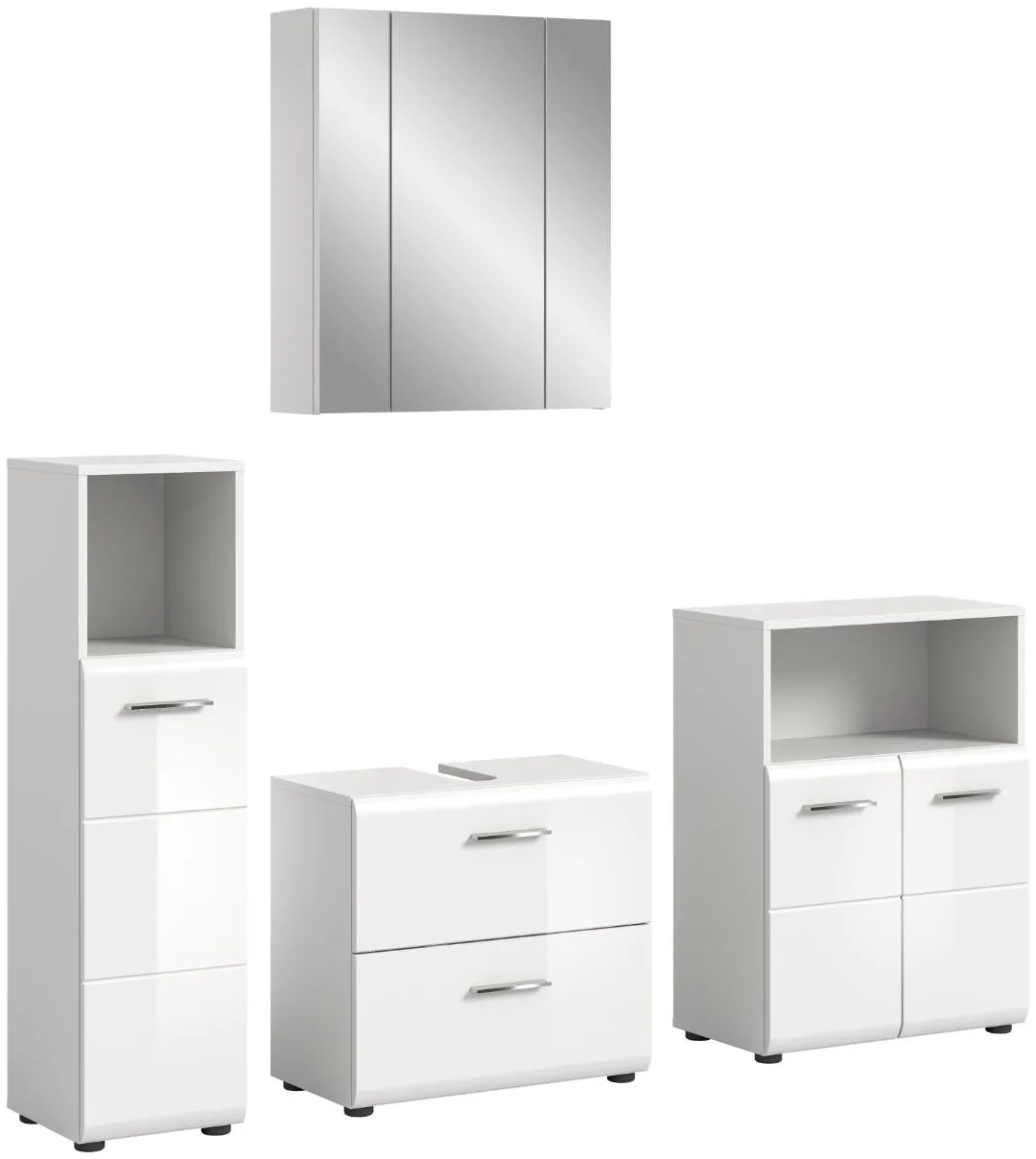 Ice Badmöbelset I71 Weiß hochglanz, weiß.