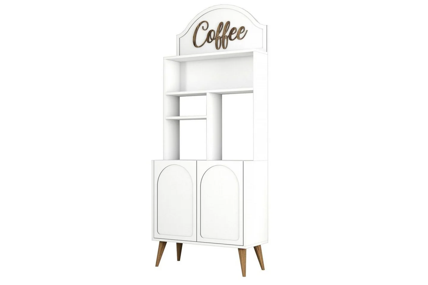 Kaffebarskåp Hazim Två Vit / Valnöt - Vit / Valnöt