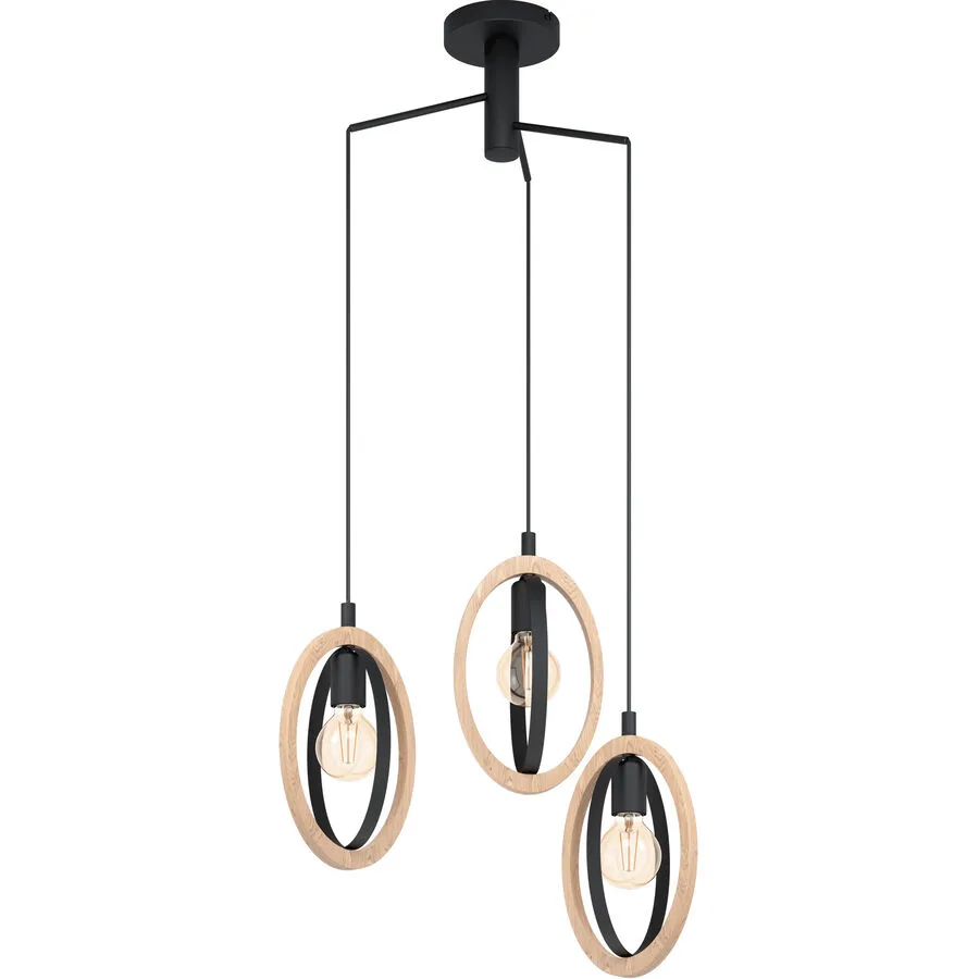 Eglo Pendellampe Layham Braun/Schwarz Stahl/Holz 61.5 cm 130 cm - Material: Holz/Stahl