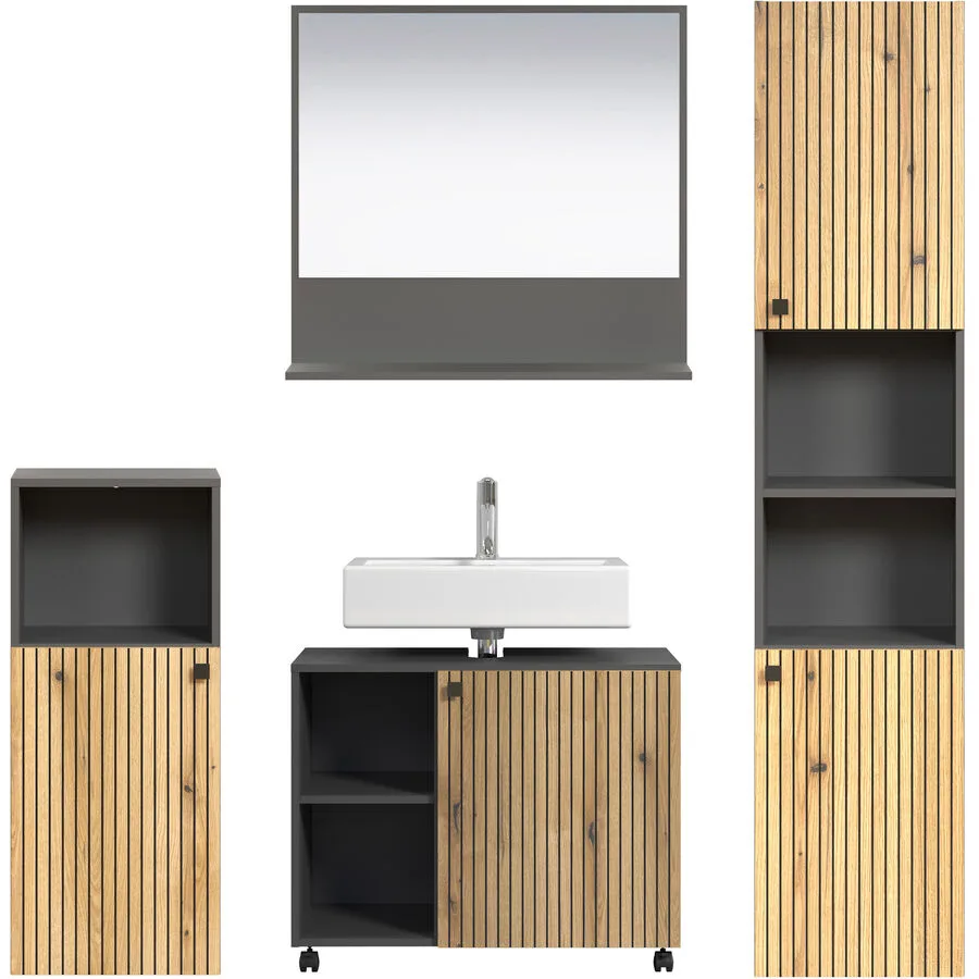 Badezimmer-Set Garfield anthrazit Holzwerkstoff B 180 T 186 H 42 cm