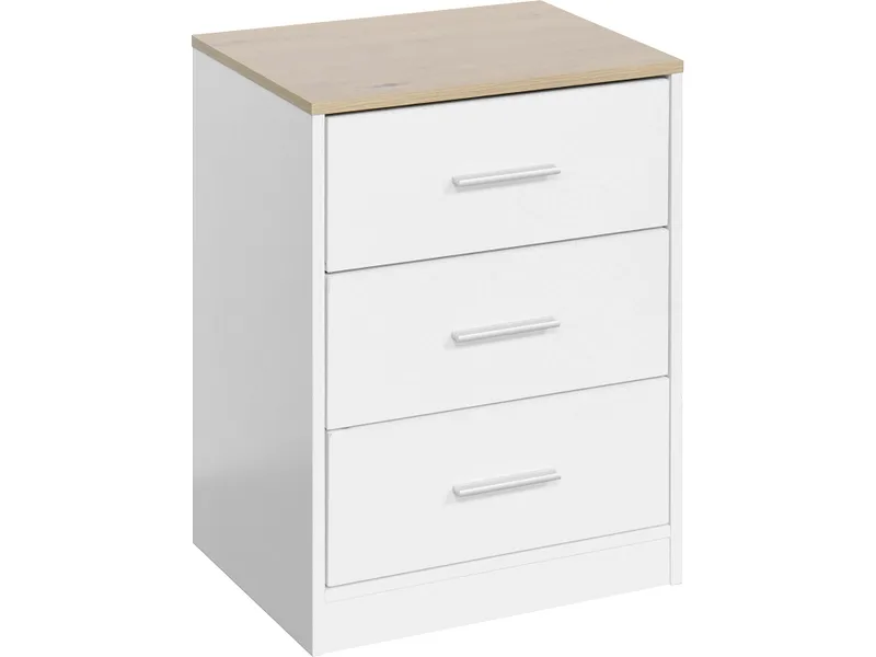 Nachttisch LULLY 3 Schubladen 38.5x28.5x54cm weiss